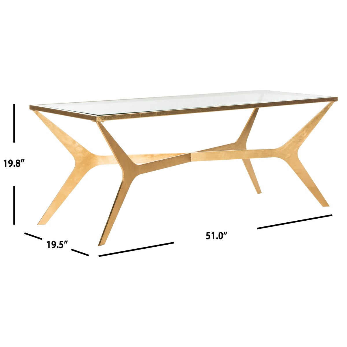 SAFAVIEH Patrica Gold Leaf Coffee Table - 51" x 19.5" x 19.8" - 51Wx20Dx20H