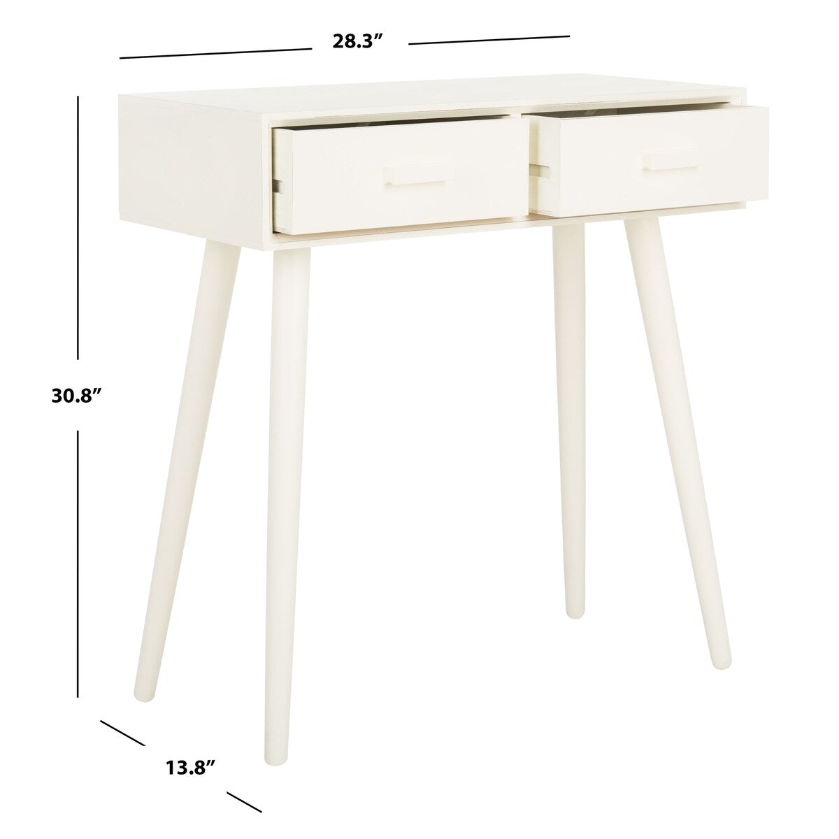 SAFAVIEH Pearla Antique White 2-Drawer Console Table - 28.3" x 13.8" x 30.8" - 28Wx14Dx31H