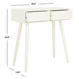 SAFAVIEH Pearla Antique White 2-Drawer Console Table - 28.3" x 13.8" x 30.8" - 28Wx14Dx31H