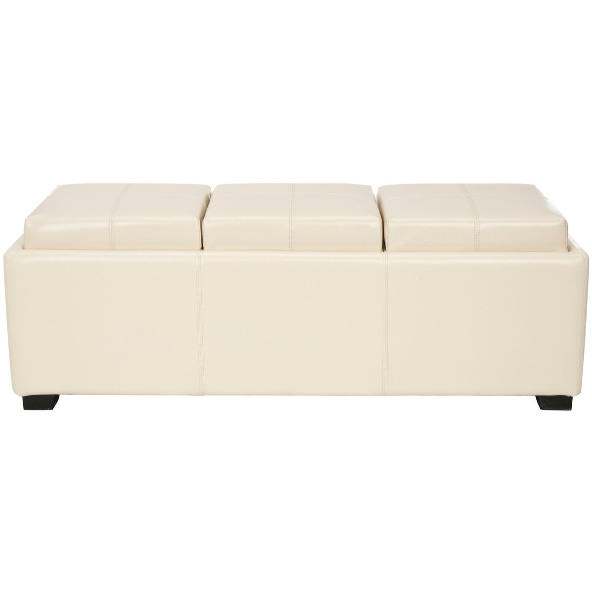 SAFAVIEH Penni Triple Tray Flat Cream Leather Storage Ottoman