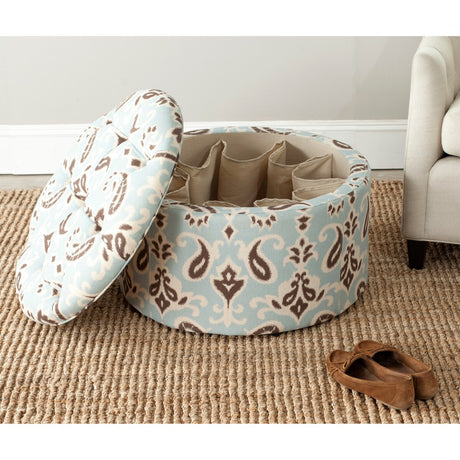 SAFAVIEH Pepper Beige Shoe Storage Ottoman