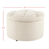 SAFAVIEH Pepper Beige Shoe Storage Ottoman