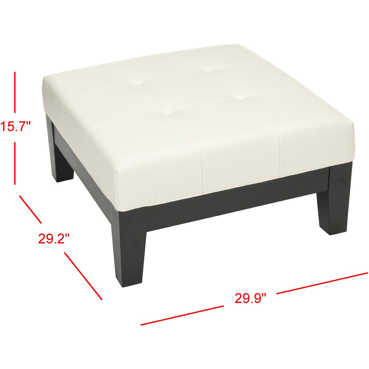 SAFAVIEH Perri Square White Leather Ottoman