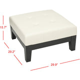 SAFAVIEH Perri Square White Leather Ottoman