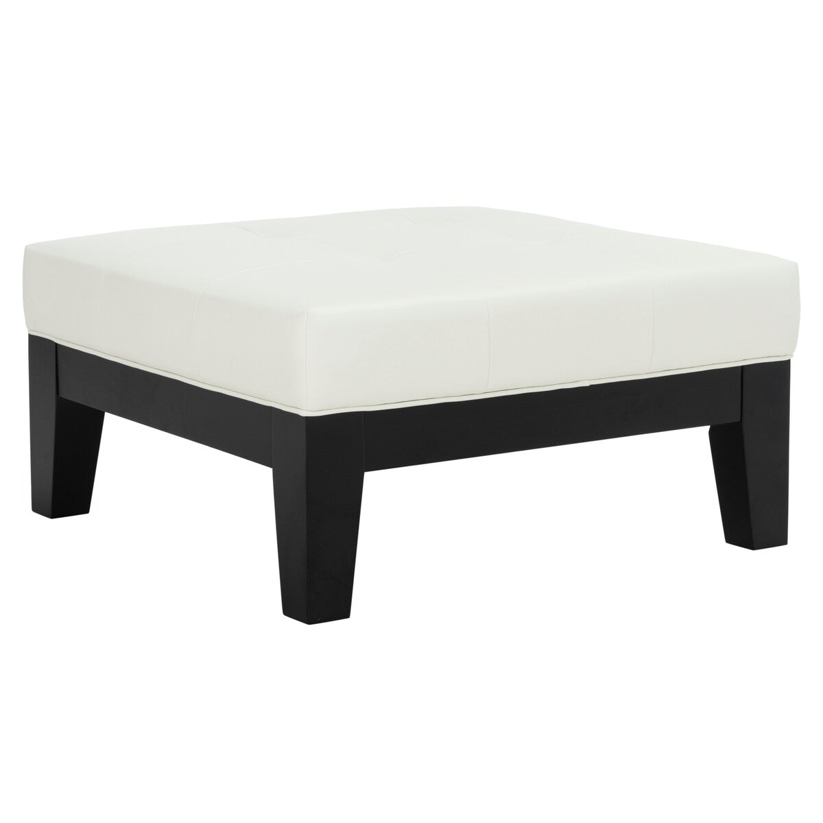 SAFAVIEH Perri Square White Leather Ottoman