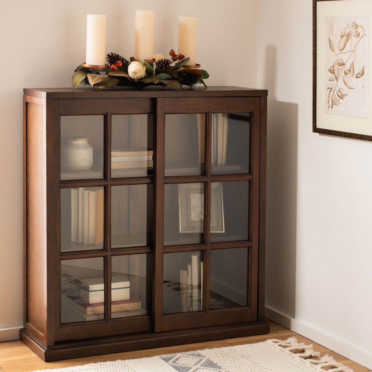 SAFAVIEH Pervin Dark Teak Storage Bookcase - 39" W x 11.4" L x 40.2" H - 39Wx11Dx40H