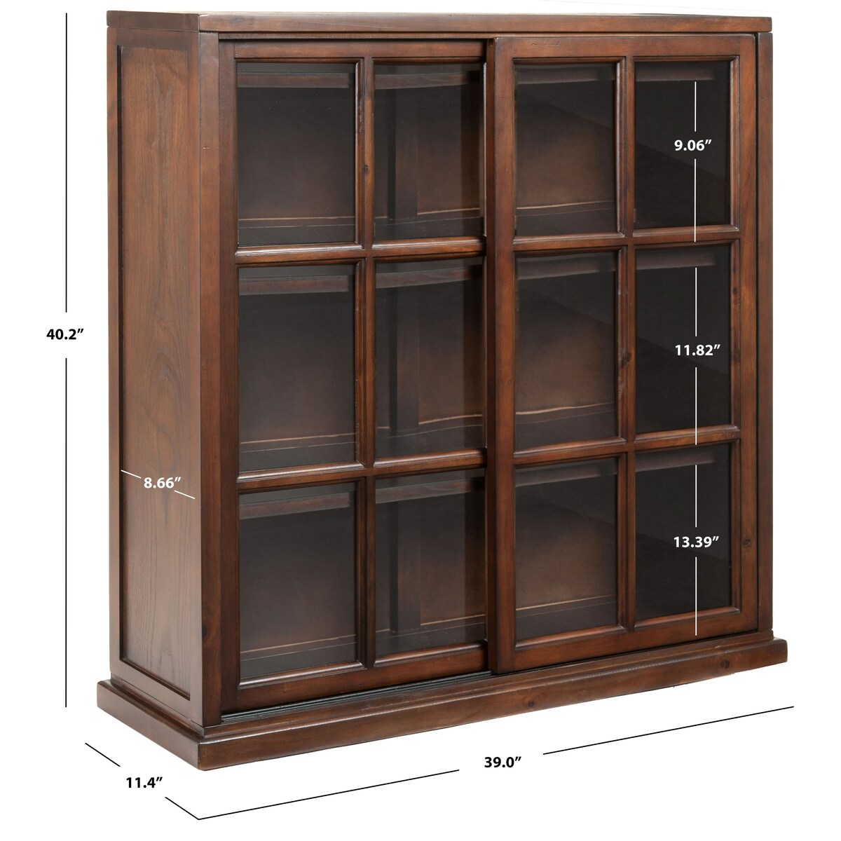 SAFAVIEH Pervin Dark Teak Storage Bookcase - 39" W x 11.4" L x 40.2" H - 39Wx11Dx40H