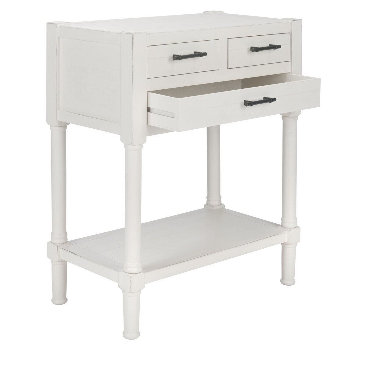 SAFAVIEH Philomene Distressed White 3-Drawer Console Table - 23.5" W x 13" L x 29.5" H - 24Wx13Dx30H