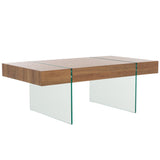 SAFAVIEH Pluma Glass Leg Rectangular Coffee Table - 43.3" W x 23.6" L x 15.7" H - 43Wx24Dx16H