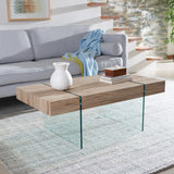 SAFAVIEH Pluma Glass Leg Rectangular Coffee Table - 43.3" W x 23.6" L x 15.7" H - 43Wx24Dx16H