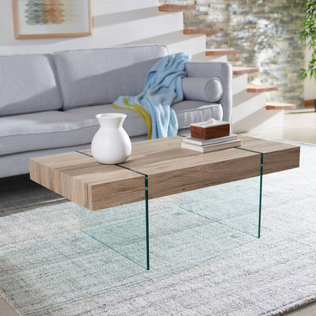 SAFAVIEH Pluma Glass Leg Rectangular Coffee Table - 43.3" W x 23.6" L x 15.7" H - 43Wx24Dx16H