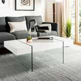 SAFAVIEH Pluma Glass Leg Rectangular Coffee Table - 43.3" W x 23.6" L x 15.7" H - 43Wx24Dx16H