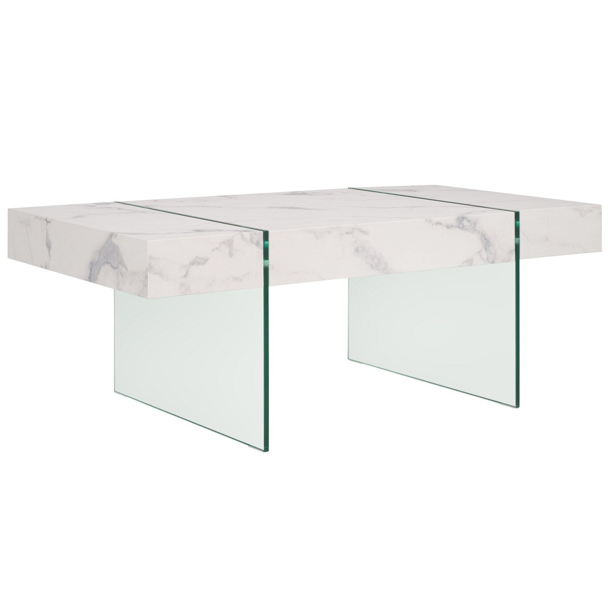 SAFAVIEH Pluma Glass Leg Rectangular Coffee Table - 43.3" W x 23.6" L x 15.7" H - 43Wx24Dx16H