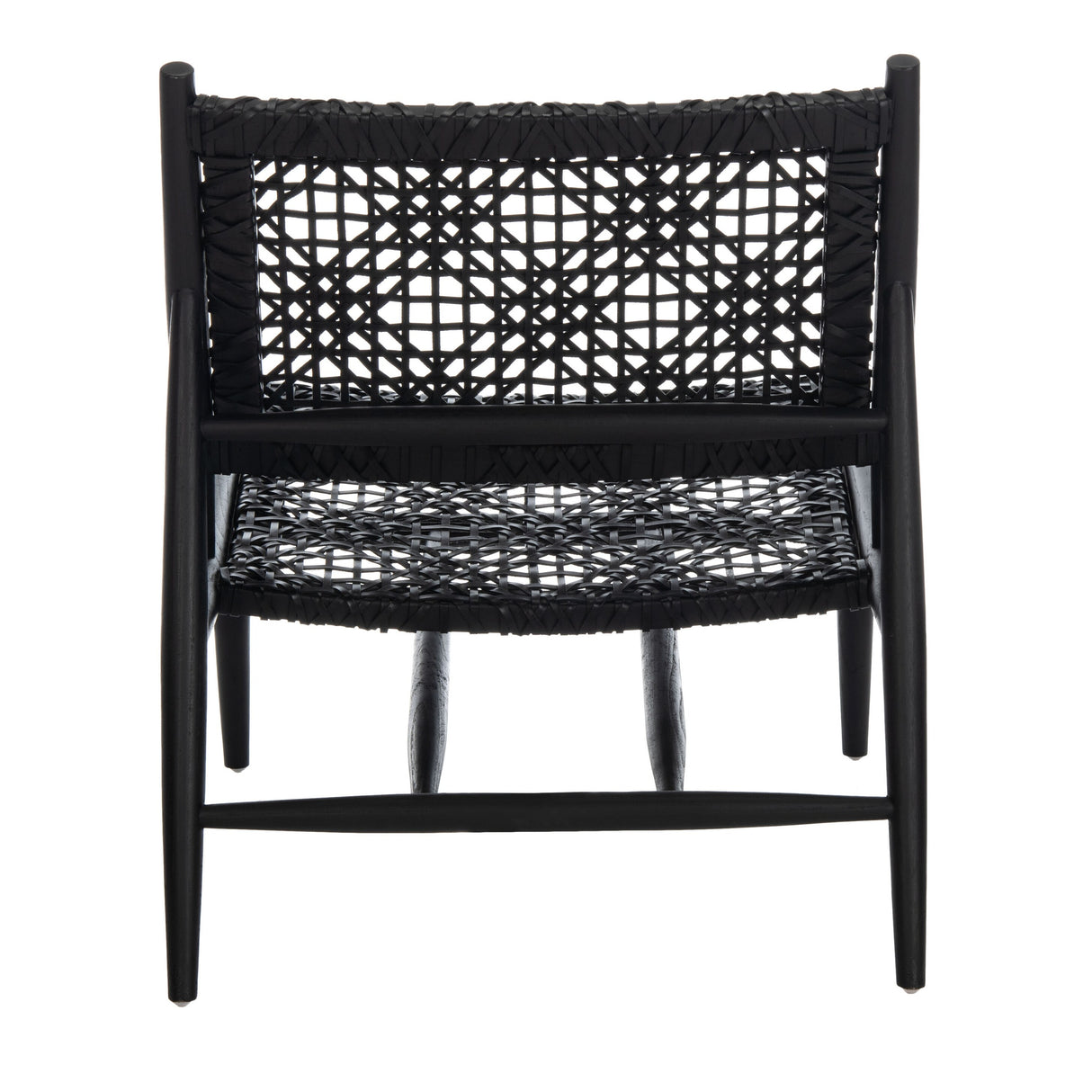 SAFAVIEH Queenie Bandelier Open Leather Weave Squared Accent Chair - 26" W x 32" D x 31" H - 26Wx31Dx31H