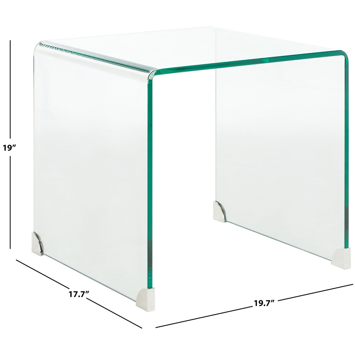 SAFAVIEH Rachael Tempered Glass Side Table - 20" W x 18" D x 19" H - 20Wx18Dx19H