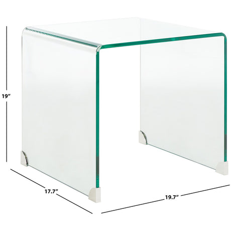 SAFAVIEH Rachael Tempered Glass Side Table - 20" W x 18" D x 19" H - 20Wx18Dx19H