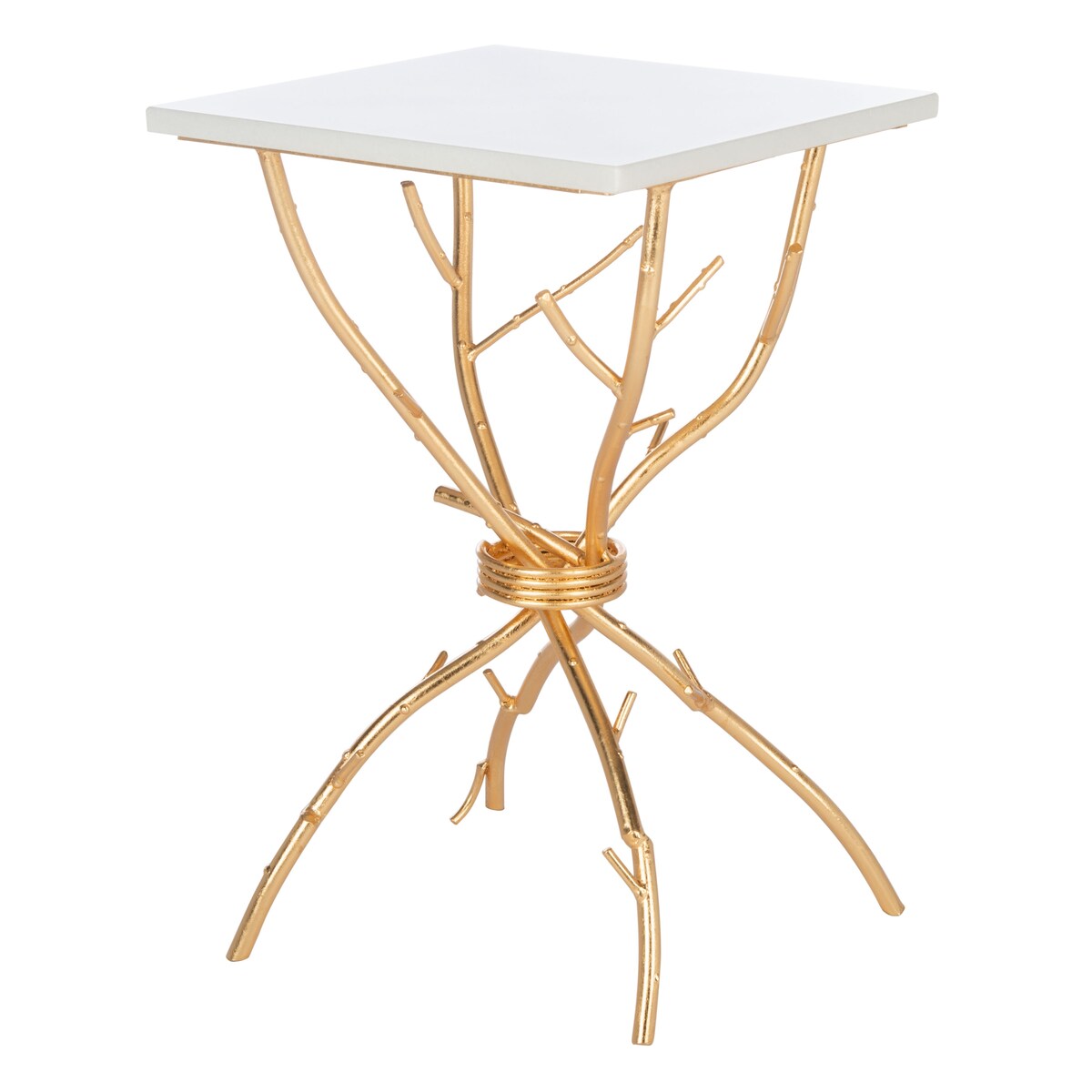 SAFAVIEH Rajka Hidden Treasures White Granite Brass Accent Table - 14Wx14Dx22H