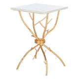 SAFAVIEH Rajka Hidden Treasures White Granite Brass Accent Table - 14Wx14Dx22H