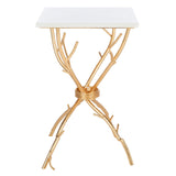 SAFAVIEH Rajka Hidden Treasures White Granite Brass Accent Table - 14Wx14Dx22H