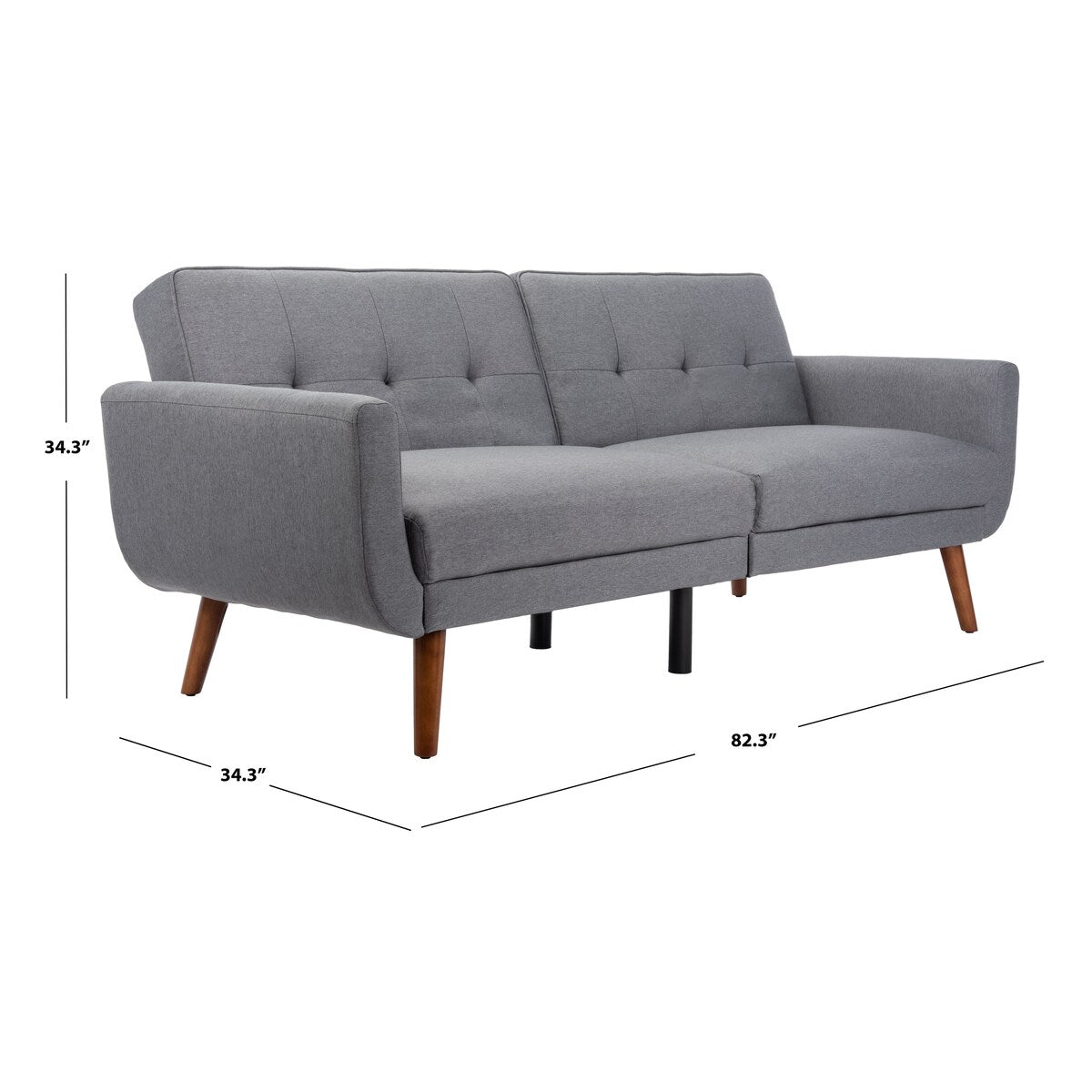 SAFAVIEH Rashida Mid-Century Foldable Futon Sofa Bed - 82.3" x 34.3" x 34.3"