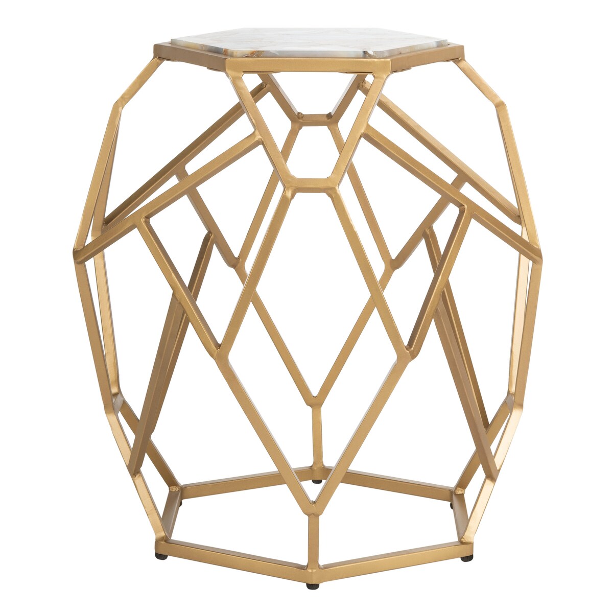 SAFAVIEH Raziyeh Geometric Accent Table / Gold - 19.5" x 19.5" x 22.5" - 20Wx20Dx23H