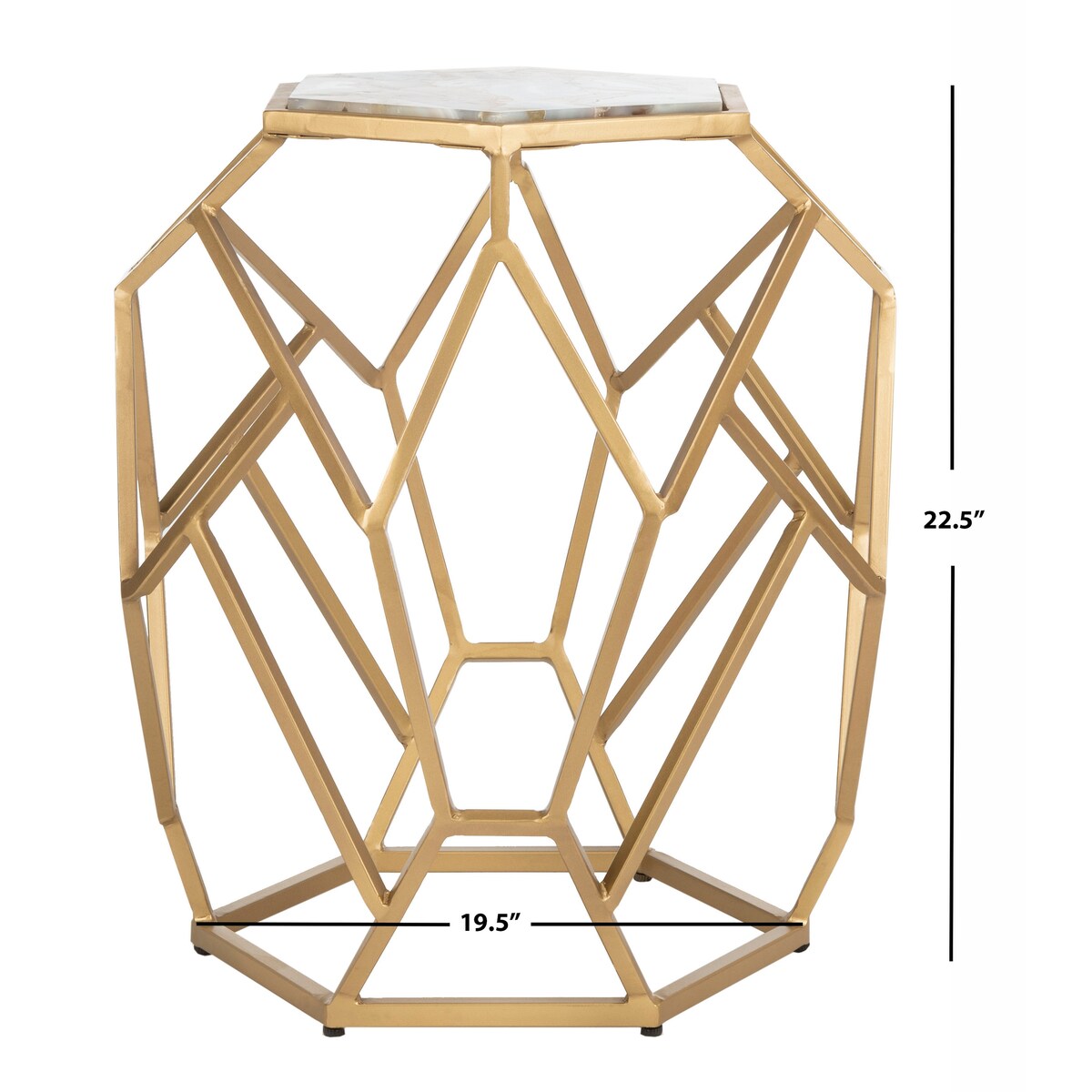 SAFAVIEH Raziyeh Geometric Accent Table / Gold - 19.5" x 19.5" x 22.5" - 20Wx20Dx23H