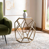 SAFAVIEH Raziyeh Geometric Accent Table / Gold - 19.5" x 19.5" x 22.5" - 20Wx20Dx23H