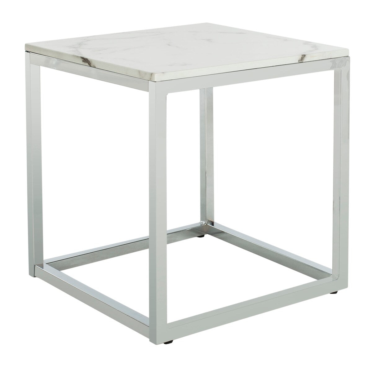 SAFAVIEH Reba White/ Chrome Square End Table - 19.6" x 19.6" x 20.5" - 20Wx20Dx21H