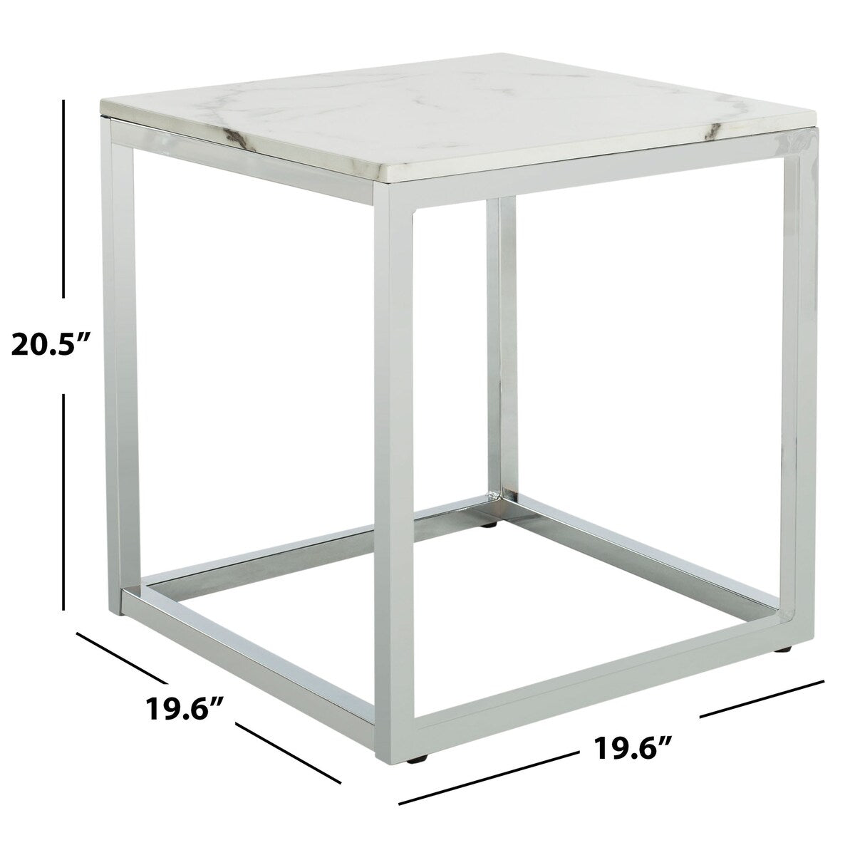 SAFAVIEH Reba White/ Chrome Square End Table - 19.6" x 19.6" x 20.5" - 20Wx20Dx21H