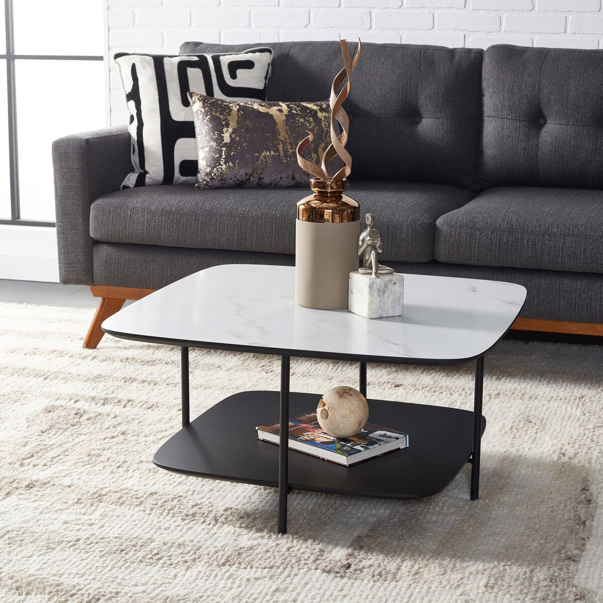 SAFAVIEH Rebekah Modern 2-Tier Square Coffee Table - 30 In. W x 30 In. D x 15 In. H - 30Wx30Dx15H