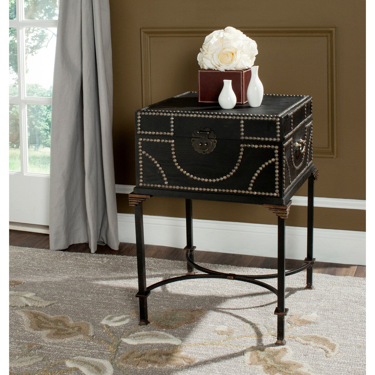 SAFAVIEH Rella Dark Brown Storage Side Table - 18.8" x 18.6" x 27.7" - 19Wx19Dx28H