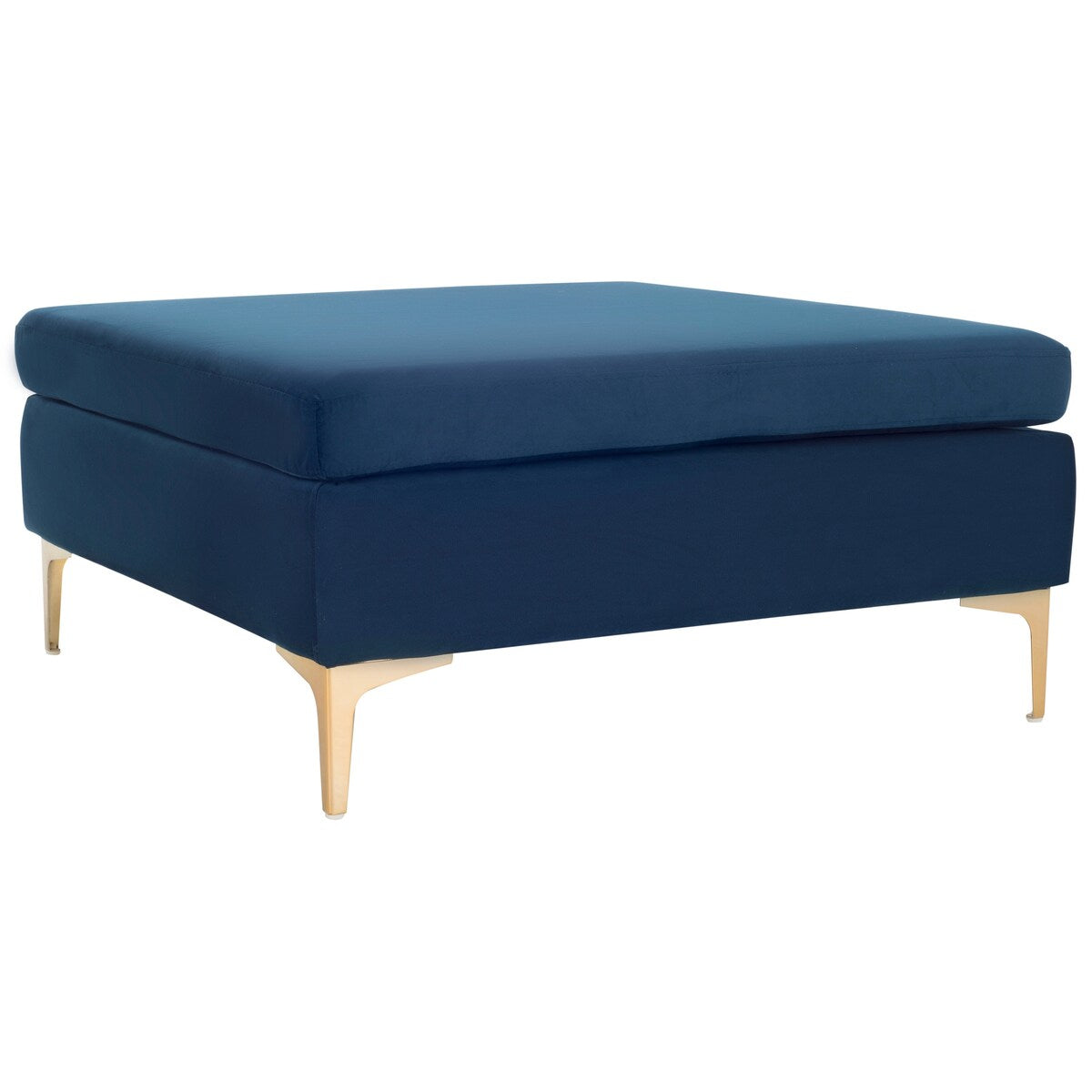 SAFAVIEH Reta Navy/ Brass Square Ottoman