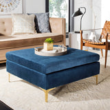 SAFAVIEH Reta Navy/ Brass Square Ottoman