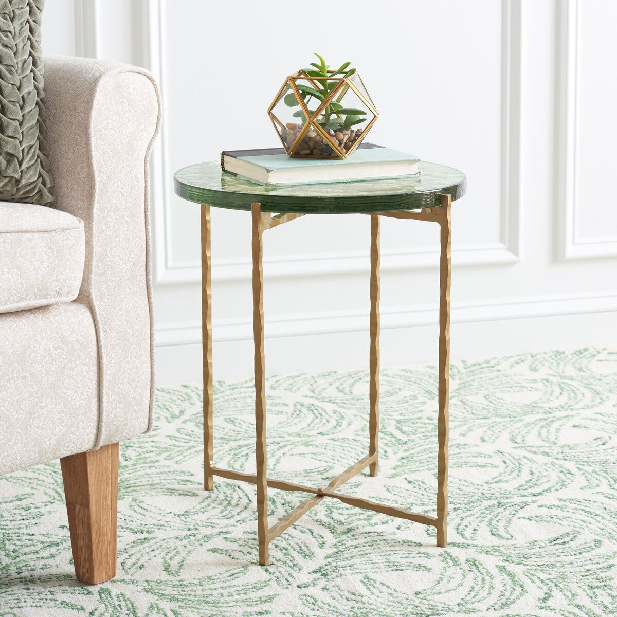 SAFAVIEH Reveka Round Glass Top Accent Table - 15 In. W x 15 In. D x 19 In. H - 15Wx15Dx19H