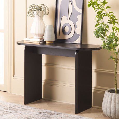 SAFAVIEH Rhea Ribbed Oval Top Console Table - 45.7 In. W x 15 In. D x 30.1 In. H - 46Wx15Dx30H