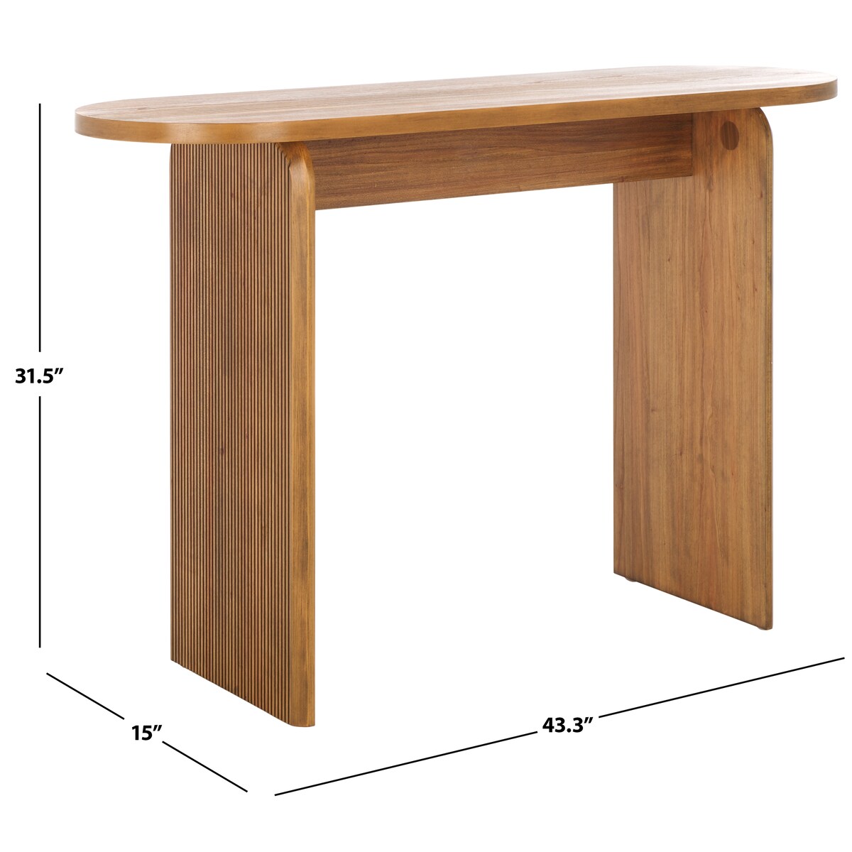 SAFAVIEH Rhea Ribbed Oval Top Console Table - 45.7 In. W x 15 In. D x 30.1 In. H - 46Wx15Dx30H