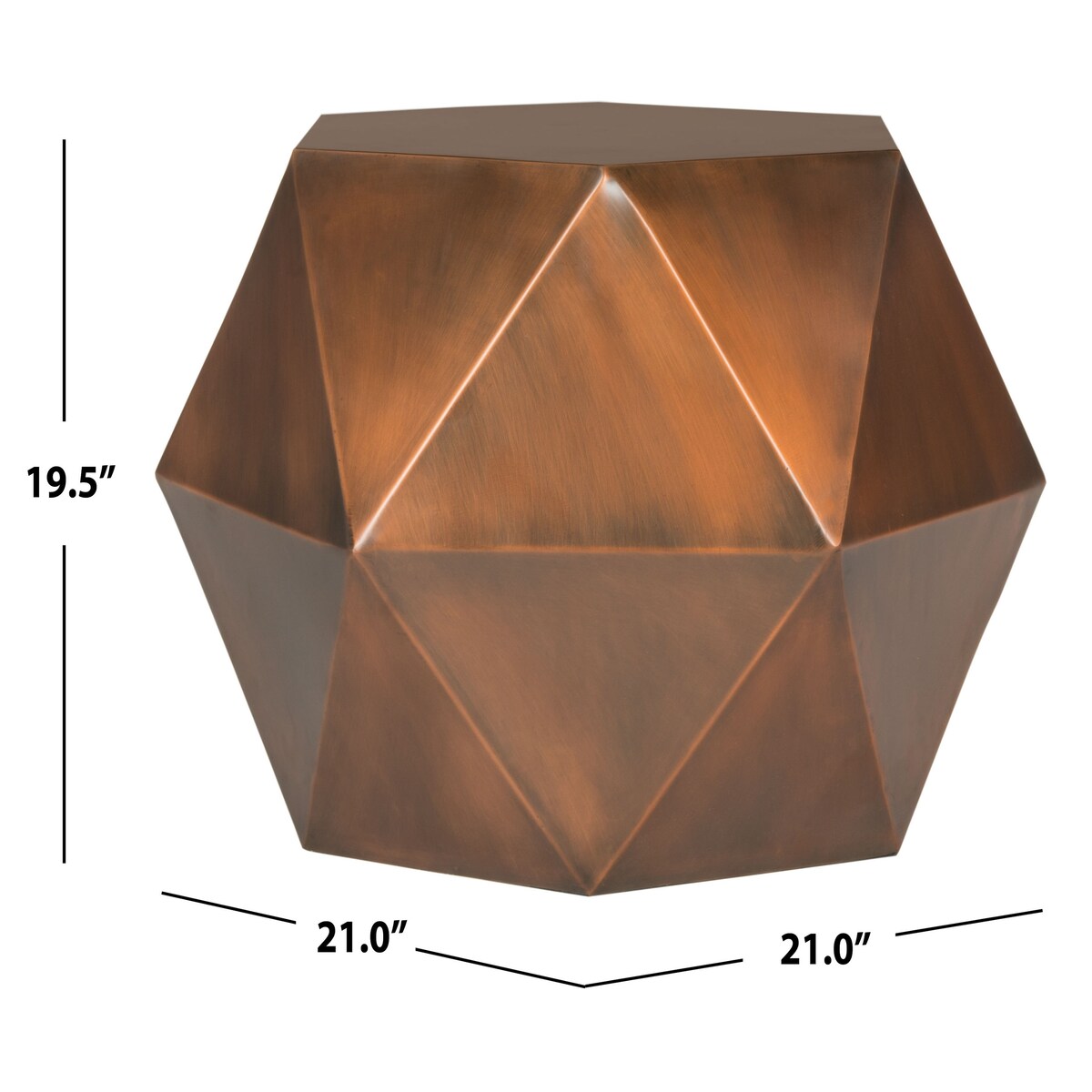 SAFAVIEH Ricardina Copper Faceted Side Table - 21" x 19.5" x 21" - 21Wx21Dx20H