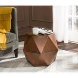 SAFAVIEH Ricardina Copper Faceted Side Table - 21" x 19.5" x 21" - 21Wx21Dx20H