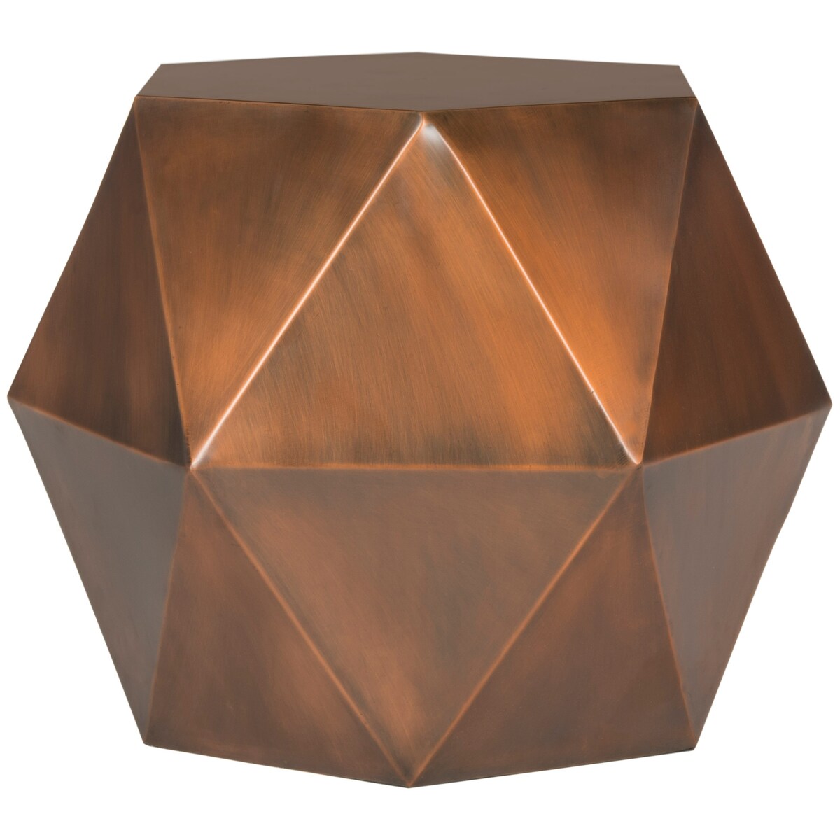 SAFAVIEH Ricardina Copper Faceted Side Table - 21" x 19.5" x 21" - 21Wx21Dx20H