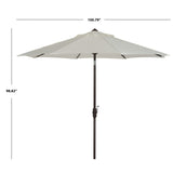 SAFAVIEH Rieta Aluminum Tilt And Crank 9-Foot Patio Umbrella, Base Not Included