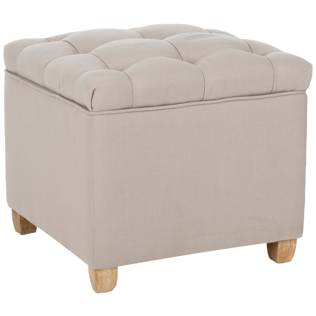 SAFAVIEH Rikki Taupe Tufted Storage Ottoman