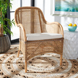 SAFAVIEH Rosalia Coastal Rattan Accent Chair with Cushion - 23.4" W x 24.8" L x 32.7" H - 23Wx25Dx33H