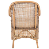 SAFAVIEH Rosalia Coastal Rattan Accent Chair with Cushion - 23.4" W x 24.8" L x 32.7" H - 23Wx25Dx33H