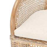 SAFAVIEH Rosalia Coastal Rattan Accent Chair with Cushion - 23.4" W x 24.8" L x 32.7" H - 23Wx25Dx33H