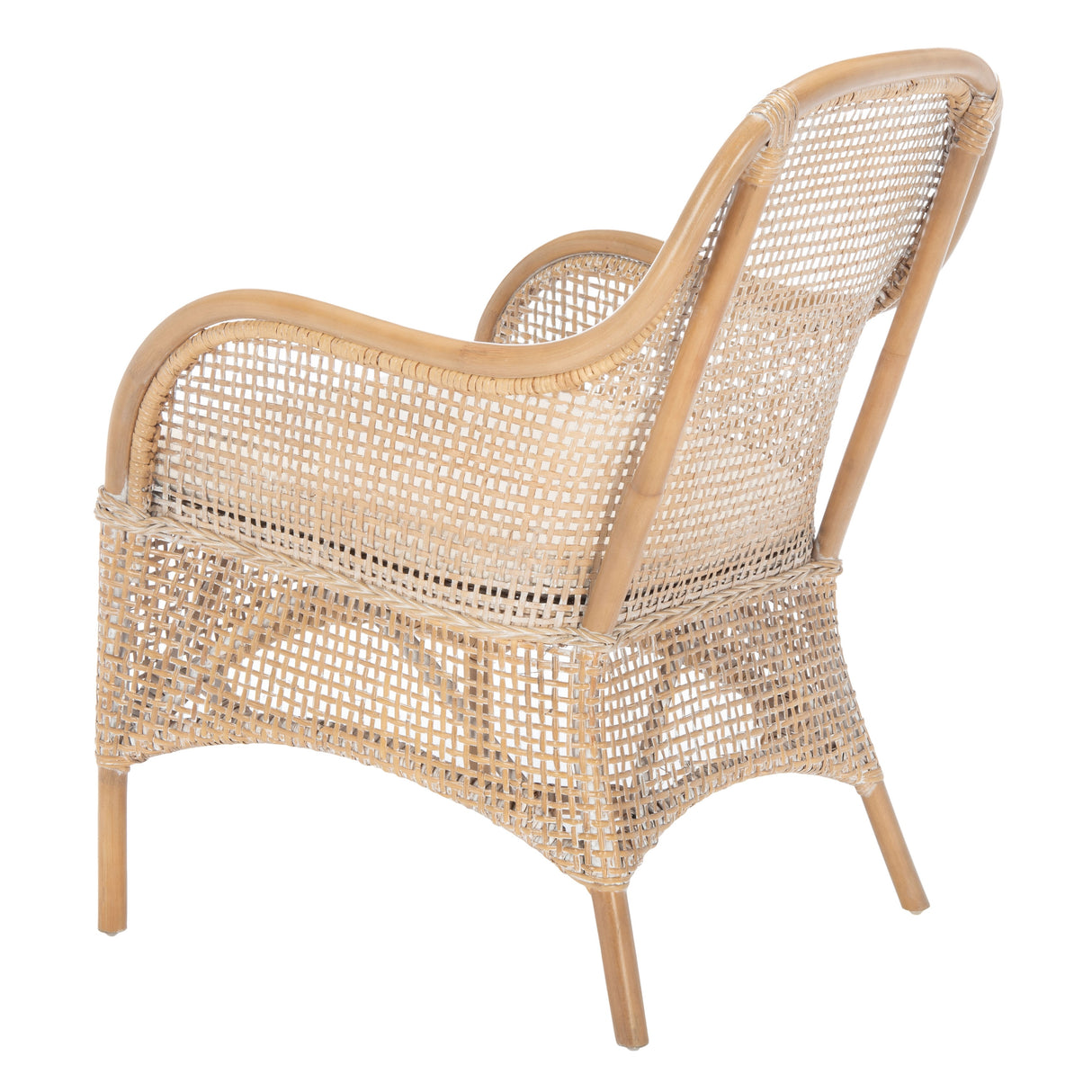 SAFAVIEH Rosalia Coastal Rattan Accent Chair with Cushion - 23.4" W x 24.8" L x 32.7" H - 23Wx25Dx33H