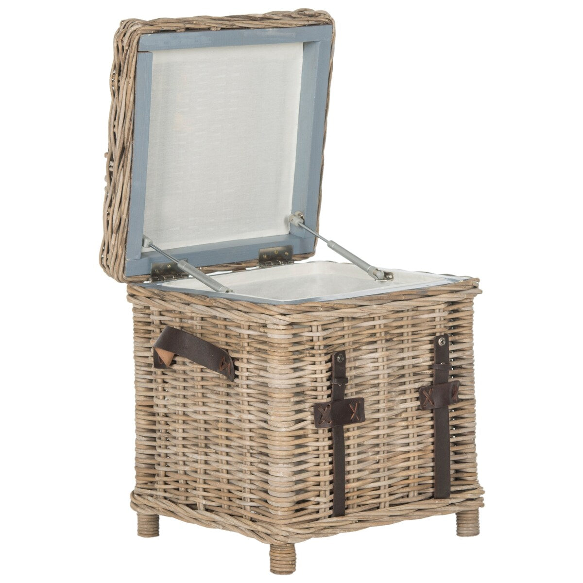 SAFAVIEH Rosalien Grey Natural Rattan Storage Trunk - 17.7" x 17.7" x 19.7" - 18Wx18Dx20H