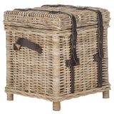 SAFAVIEH Rosalien Grey Natural Rattan Storage Trunk - 17.7" x 17.7" x 19.7" - 18Wx18Dx20H