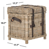 SAFAVIEH Rosalien Grey Natural Rattan Storage Trunk - 17.7" x 17.7" x 19.7" - 18Wx18Dx20H