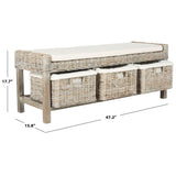 SAFAVIEH Rosalinda Rattan White 3-Drawer Storage Bench - 47Wx16Dx18H