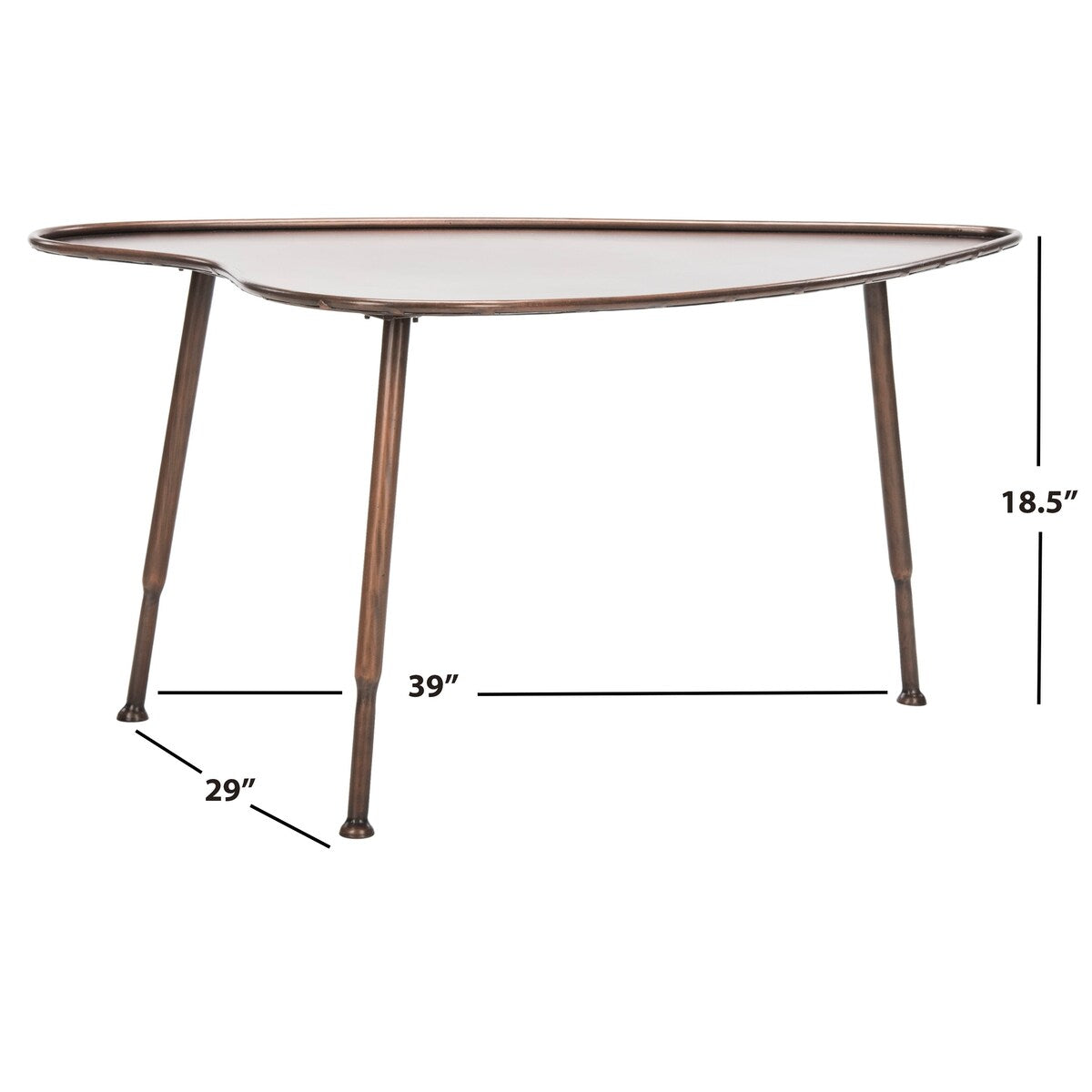 SAFAVIEH Rosanne Heart Antique Copper Coffee Table - 39" x 29" x 18.5" - 39Wx29Dx19H